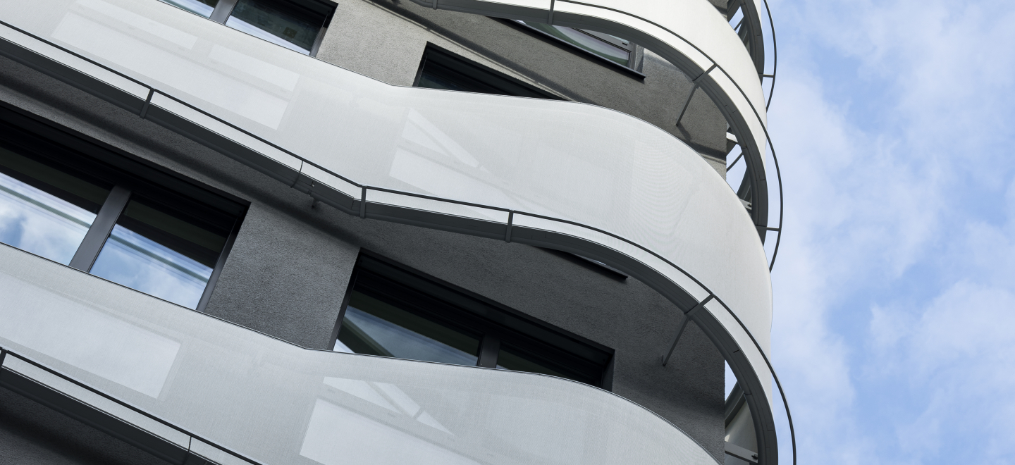 Zebra Bürogebäude mit Textilfassade, Frankfurt